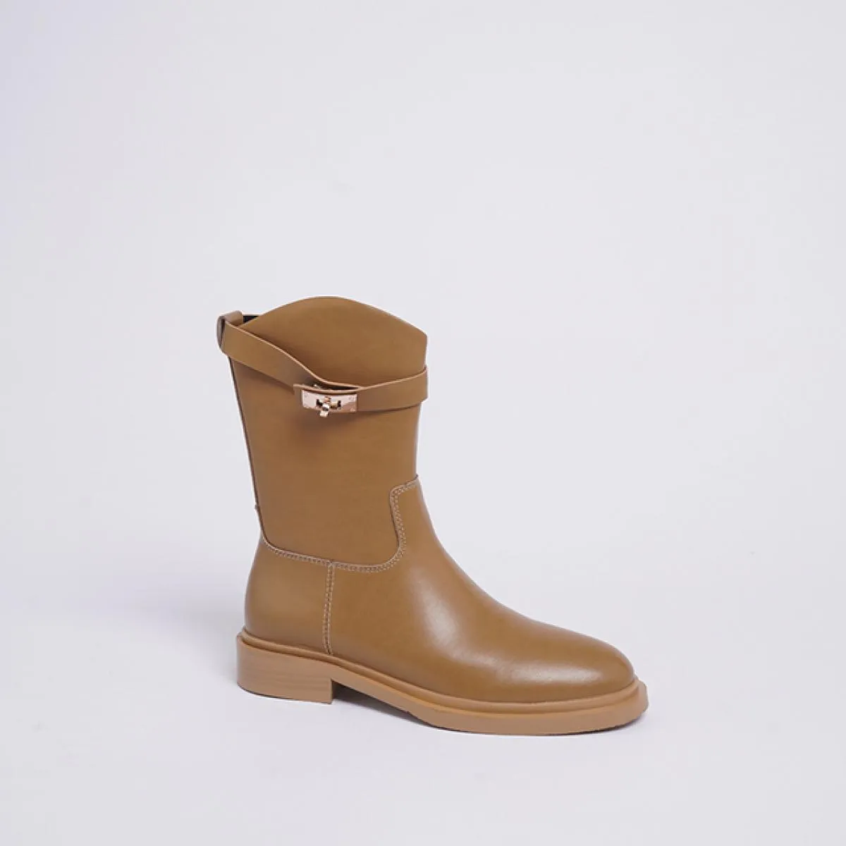 2024 Casual Donna Stivali a metà polpaccio Primavera Inverno Vera pelle Tacchi bassi Cerniera Scarpe da moto Donna Taglia 34 43
