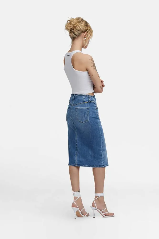 90's Mom Skirt - Gonna Midi in Denim