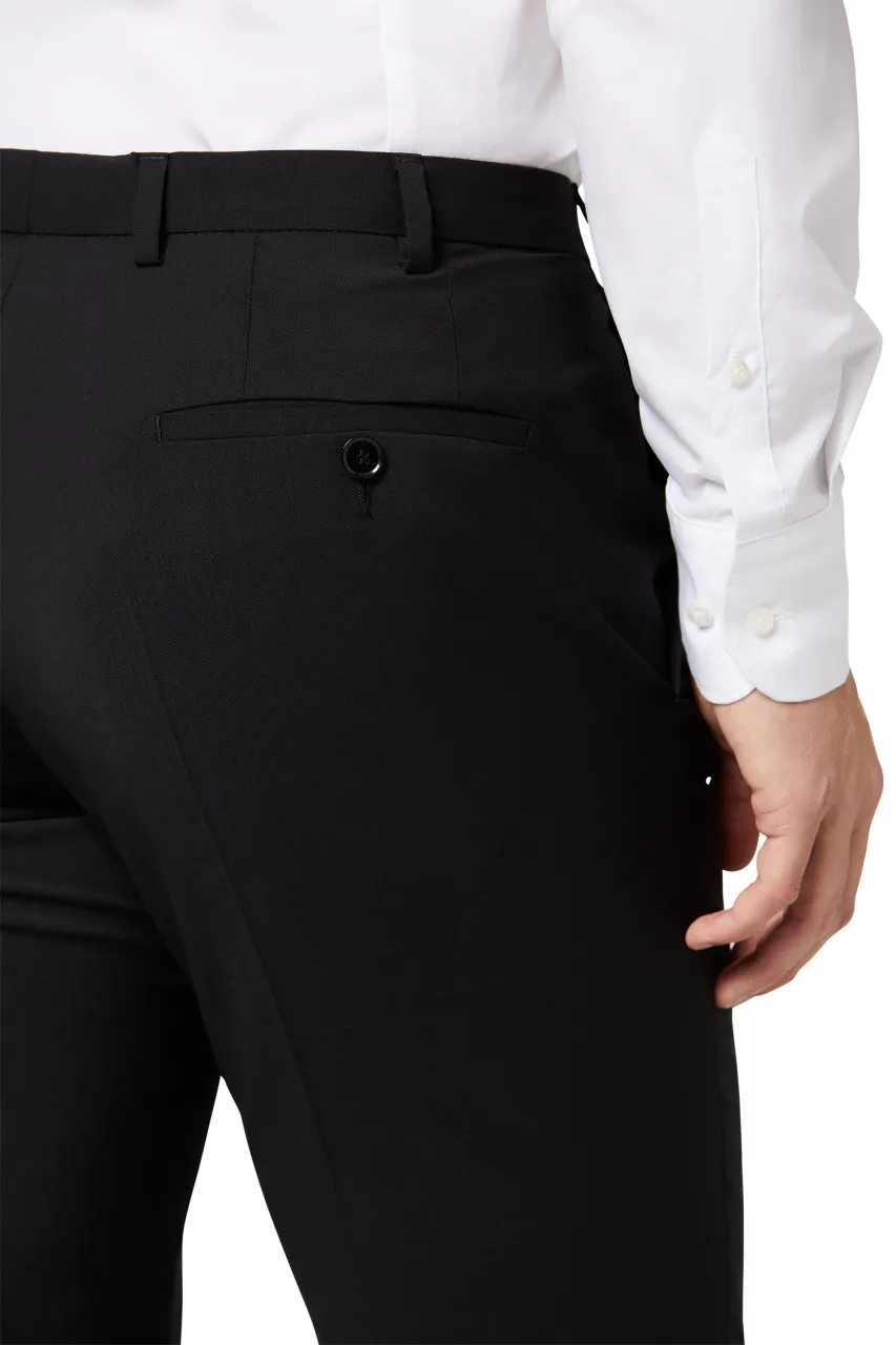 Abito digel drop quattro corto slim fit nero lana marzotto super 100's