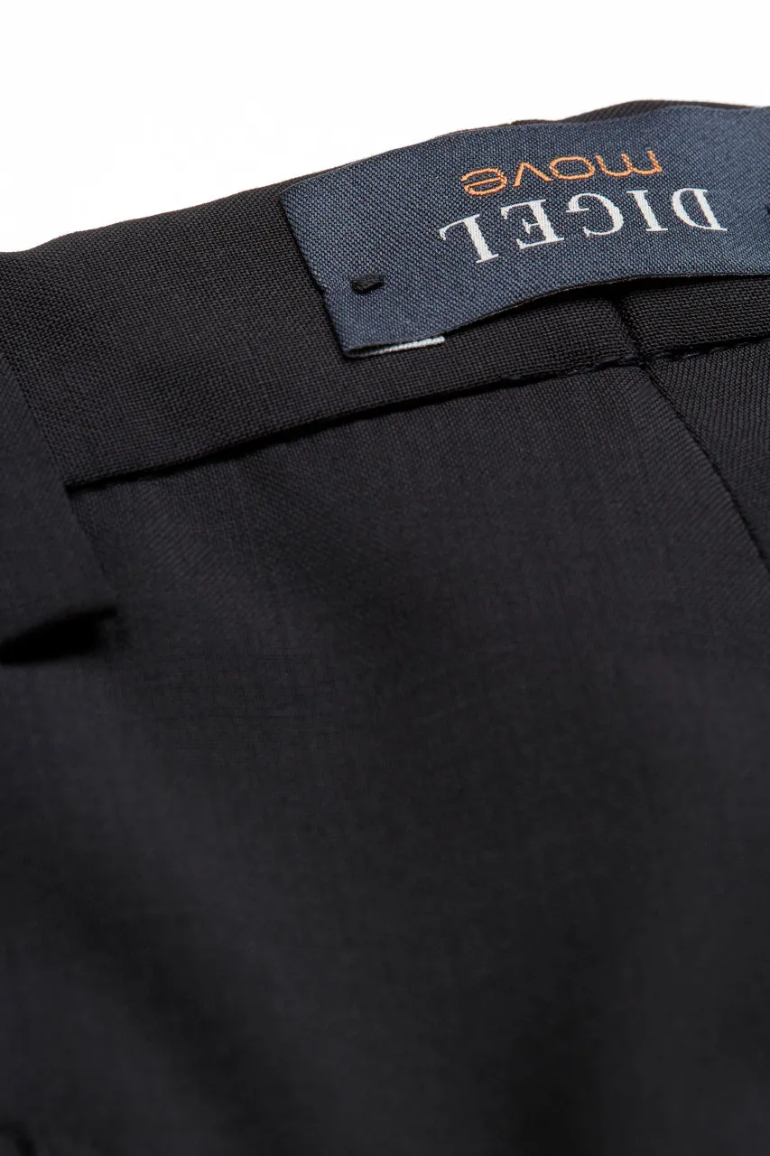 Abito digel drop quattro corto slim fit nero lana marzotto super 100's