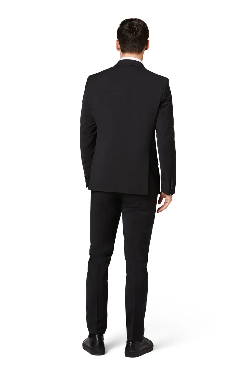 Abito digel drop quattro corto slim fit nero lana marzotto super 100's