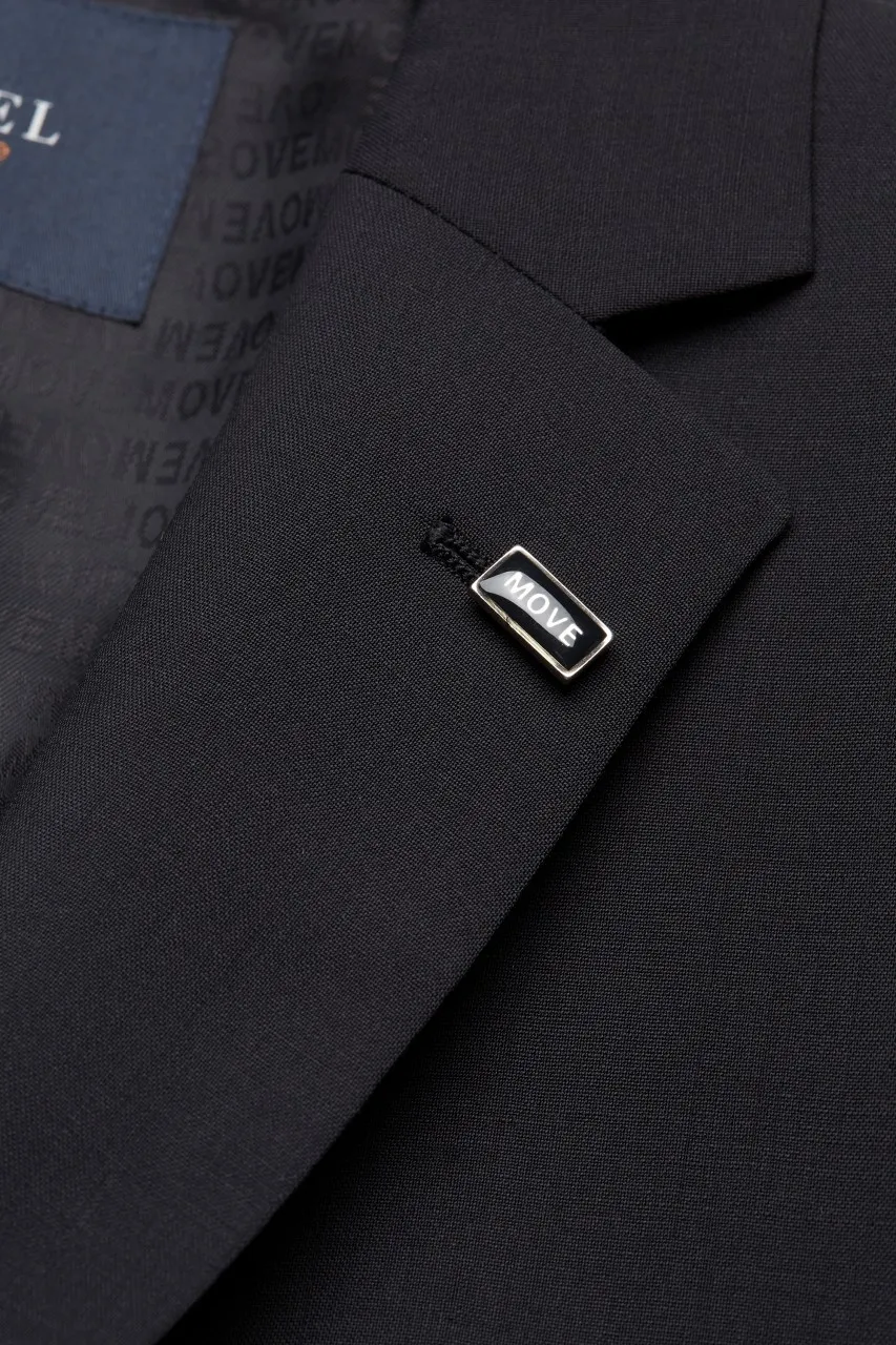 Abito digel drop quattro corto slim fit nero lana marzotto super 100's