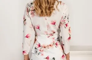 Abito elegante midi con stampa Bavaria, bianco