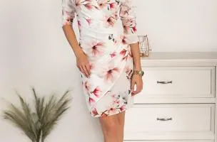 Abito elegante midi con stampa Bavaria, bianco