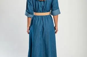 Abito midi in denim, blu