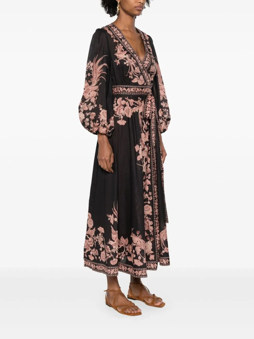 Abito midi Waverly a portafoglio in nero Zimmermann - donna