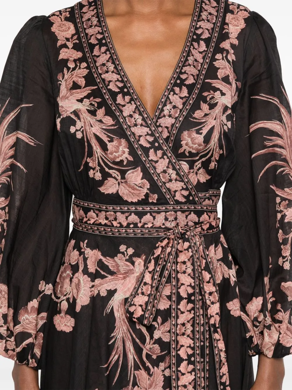Abito midi Waverly a portafoglio in nero Zimmermann - donna