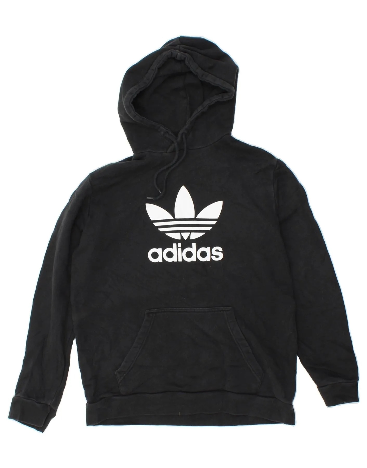 ADIDAS Mens Graphic Hoodie Jumper Medium Black Cotton