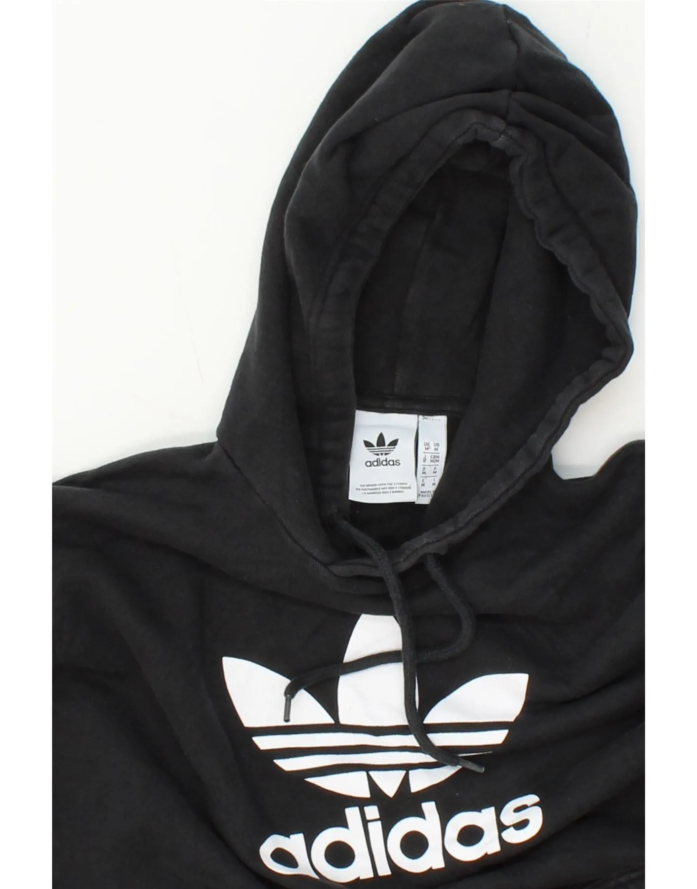 ADIDAS Mens Graphic Hoodie Jumper Medium Black Cotton