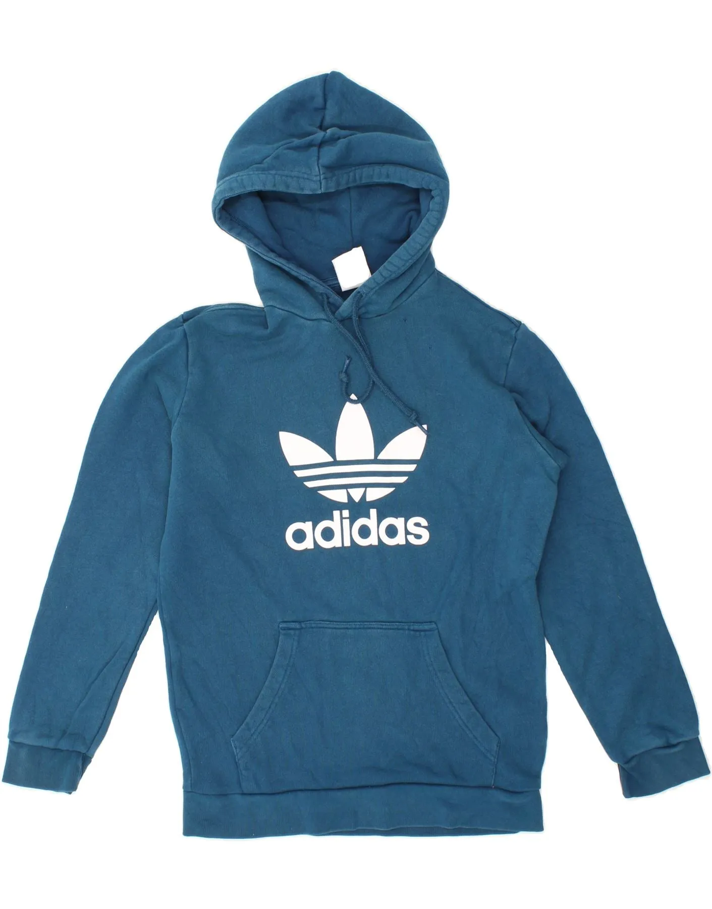ADIDAS Mens Graphic Hoodie Jumper Small Blue Cotton