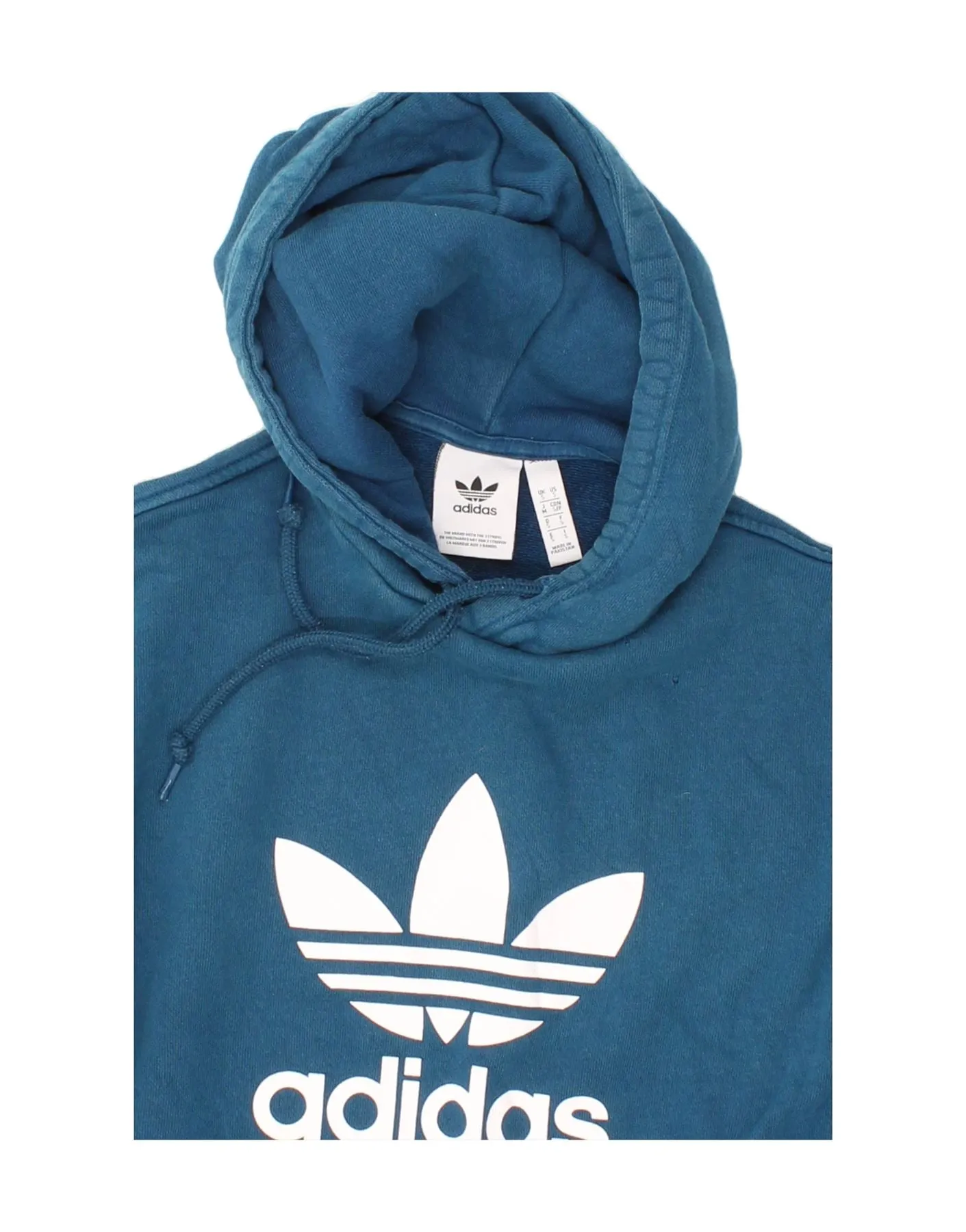 ADIDAS Mens Graphic Hoodie Jumper Small Blue Cotton