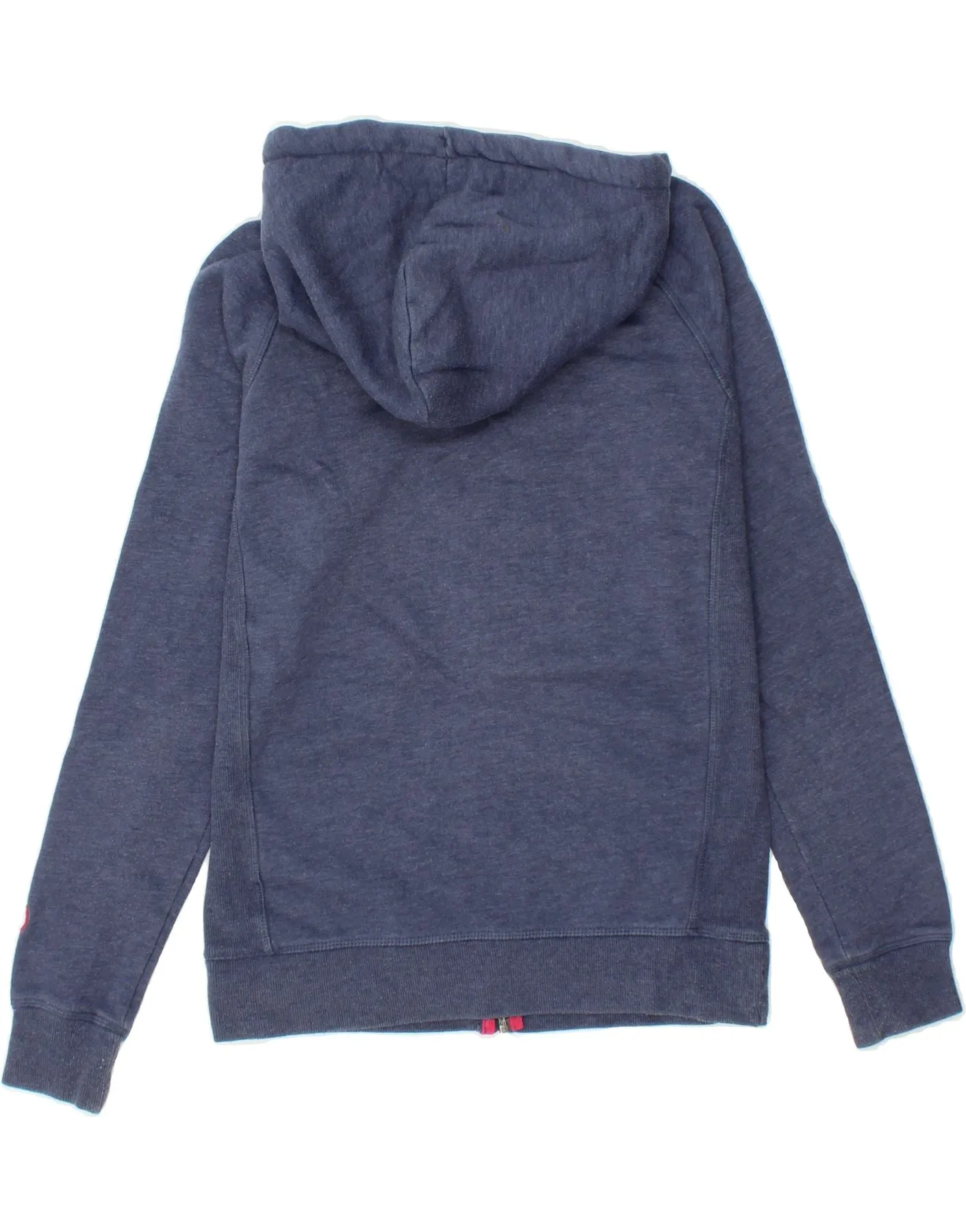 ANIMAL Womens Graphic Zip Hoodie Sweater UK 12 Medium Blue Cotton