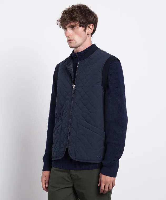 A.P.C Gilet trapuntato blu Silas COETZH02846