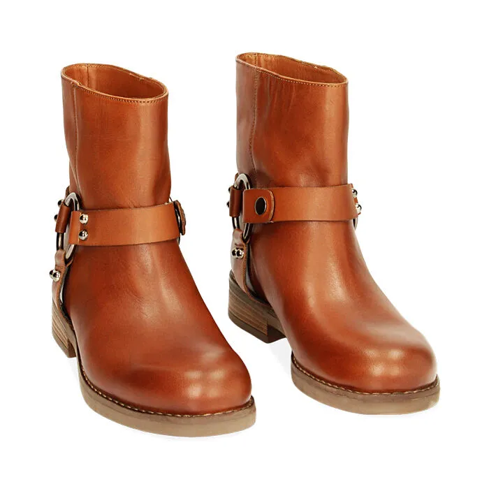 Biker cognac in pelle