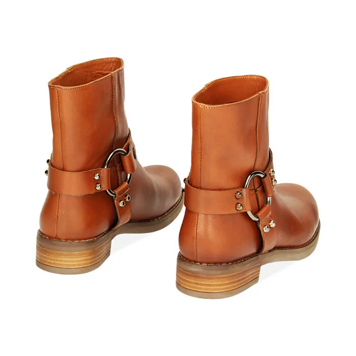 Biker cognac in pelle