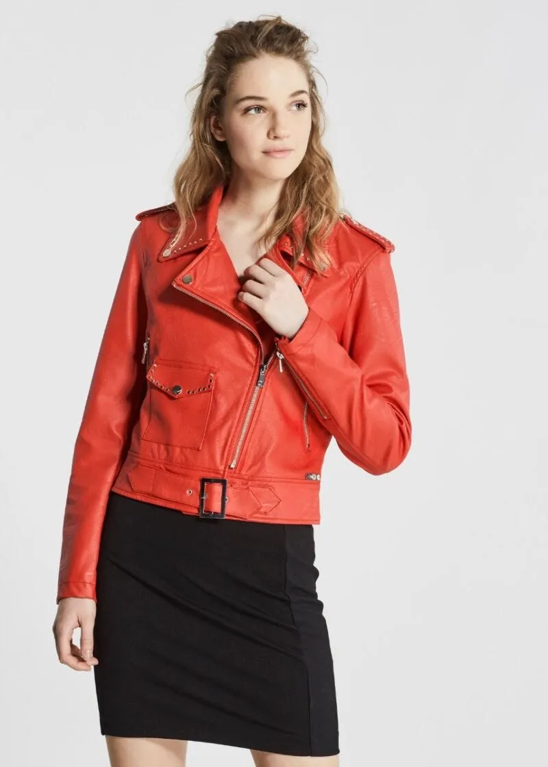 Biker jacket effetto pelle