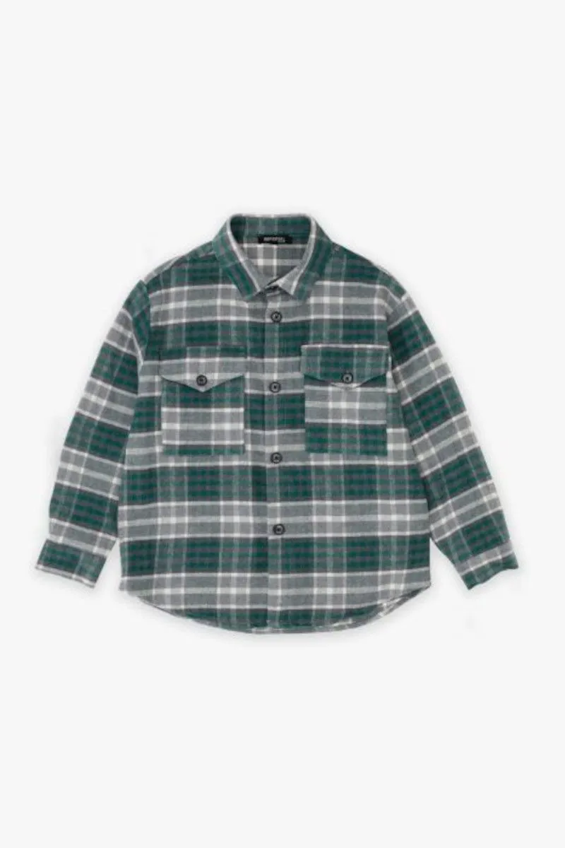 Camicia in puro cotone a quadri ragazzo Verde