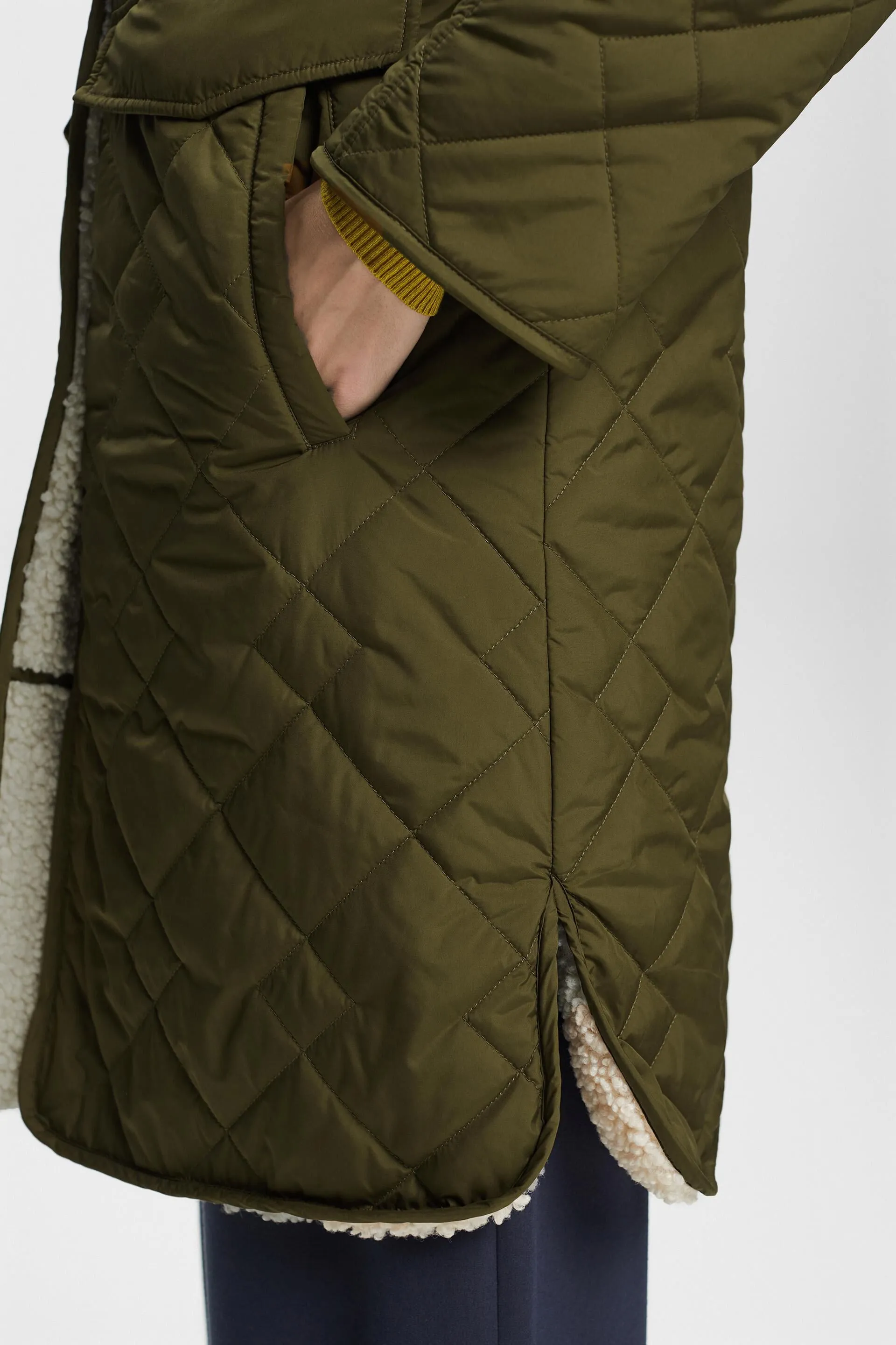 Cappotto double face trapuntato e sherpa