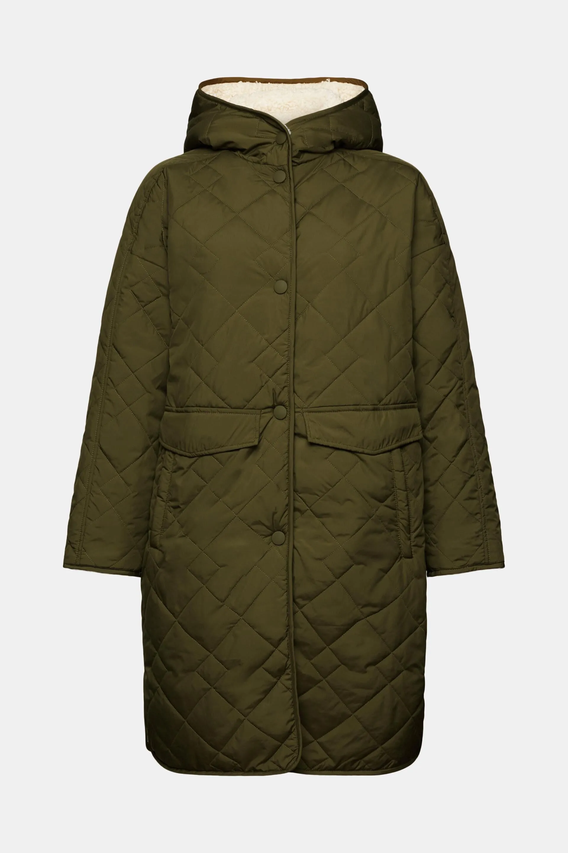 Cappotto double face trapuntato e sherpa