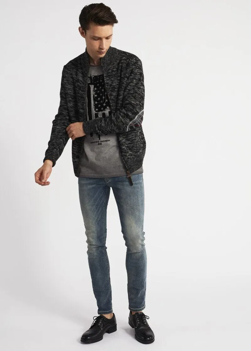 Cardigan con toppe motivo check