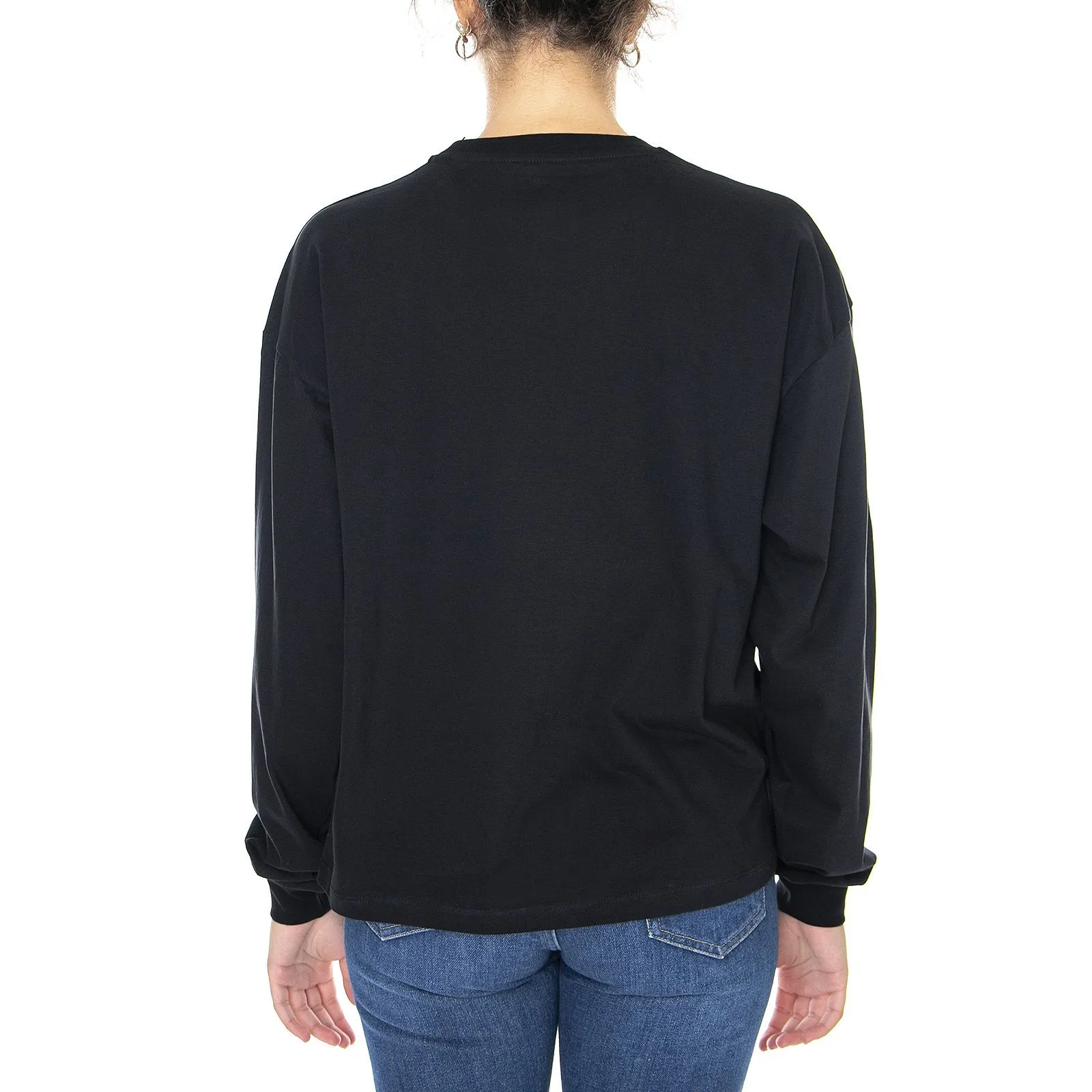 CARHARTT WIP W' L/S Typeface T-Shirt Black / White - Maglietta Girocollo Maniche Lunghe Donna Nera    