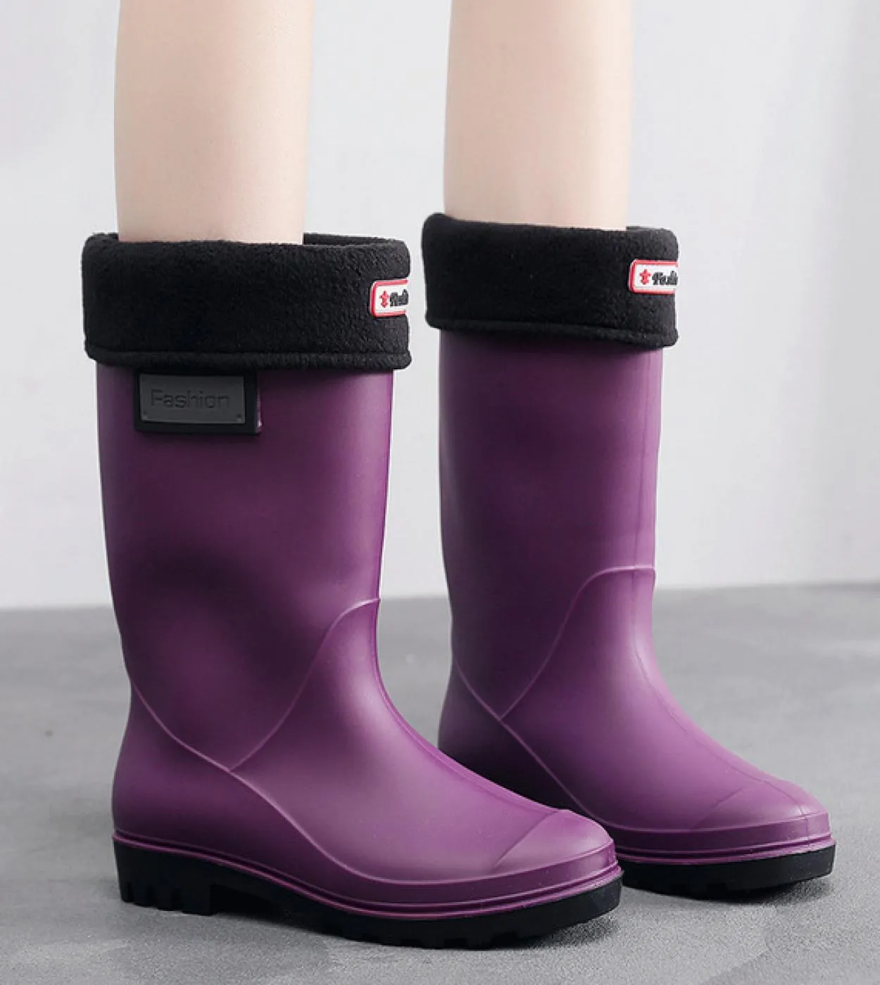 Comemore Fashion New High Mid Calf Stivali da pioggia Tacco alto Galosce da donna Scarpa da acqua calda Scarpe di gomma impermea