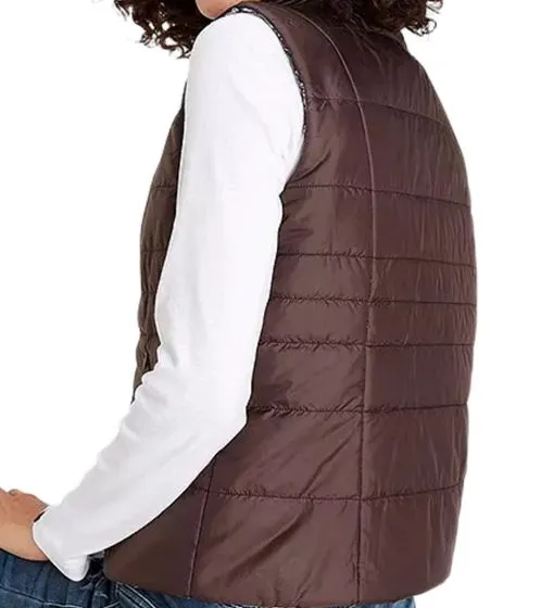 Confezione da 2 gilet reversibili da donna ALPENBLITZ, gilet trapuntato in tinta unita e stampa all over 48569704 marrone/nero/b