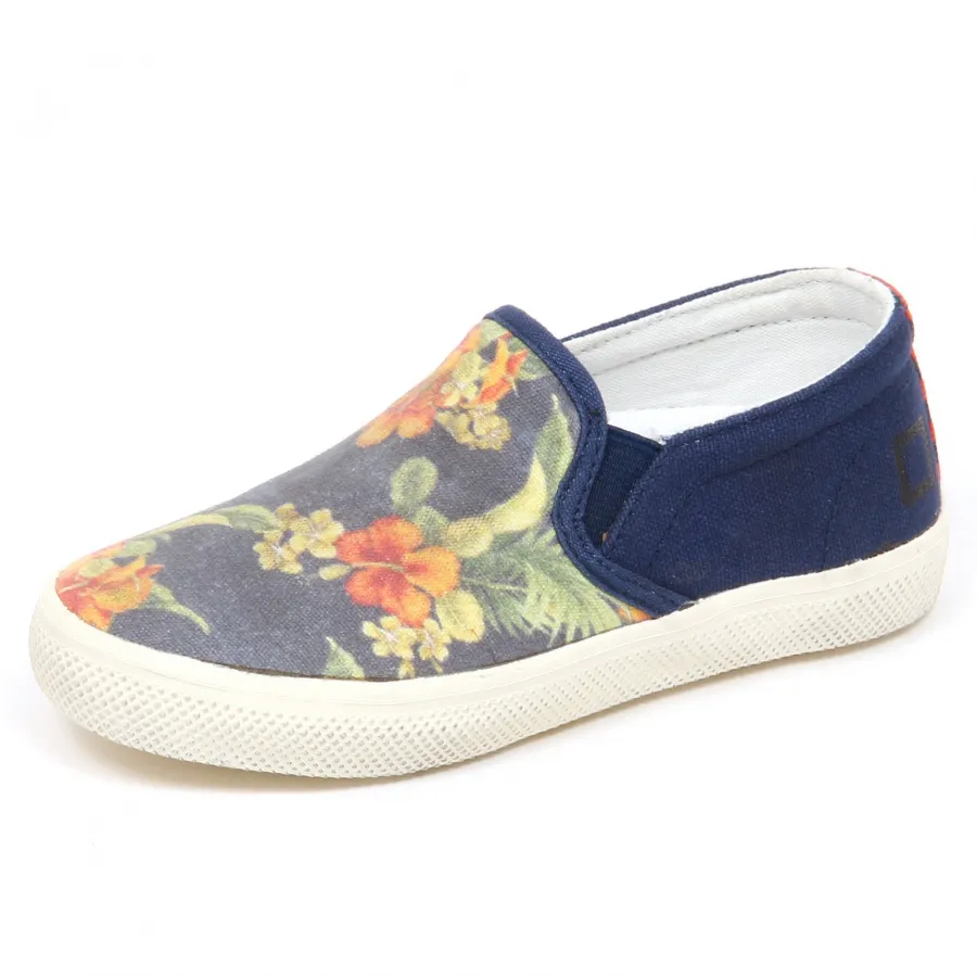 E5278 sneaker bimba canvas D.A.T.E. scarpe slip on blu shoe baby kid girl