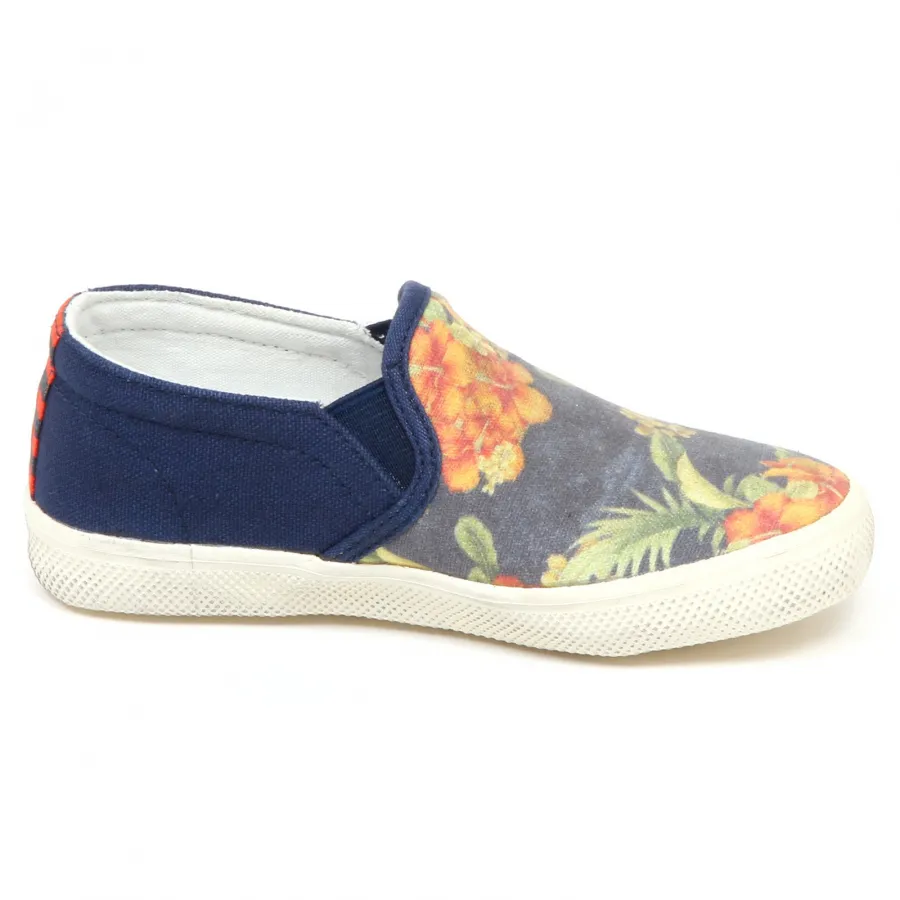 E5278 sneaker bimba canvas D.A.T.E. scarpe slip on blu shoe baby kid girl