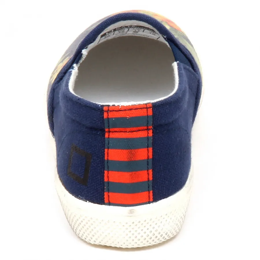 E5278 sneaker bimba canvas D.A.T.E. scarpe slip on blu shoe baby kid girl