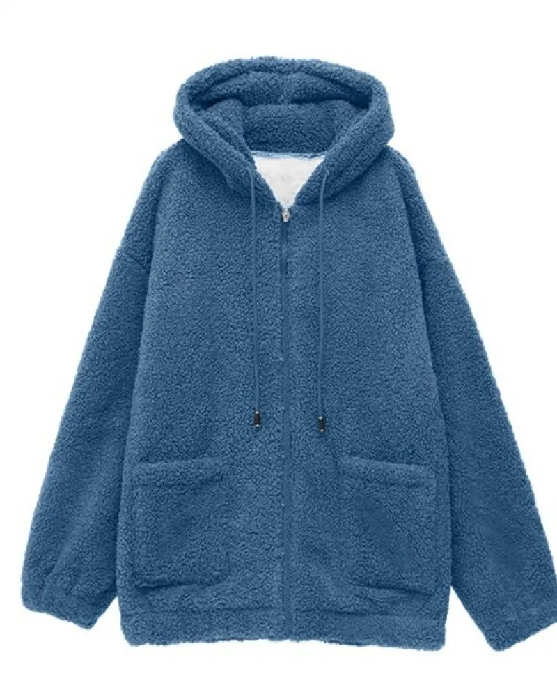 Felpe con cappuccio per donna Cappotto invernale Felpa con cappuccio in lana di agnello sintetica calda spessa Autunno femminile