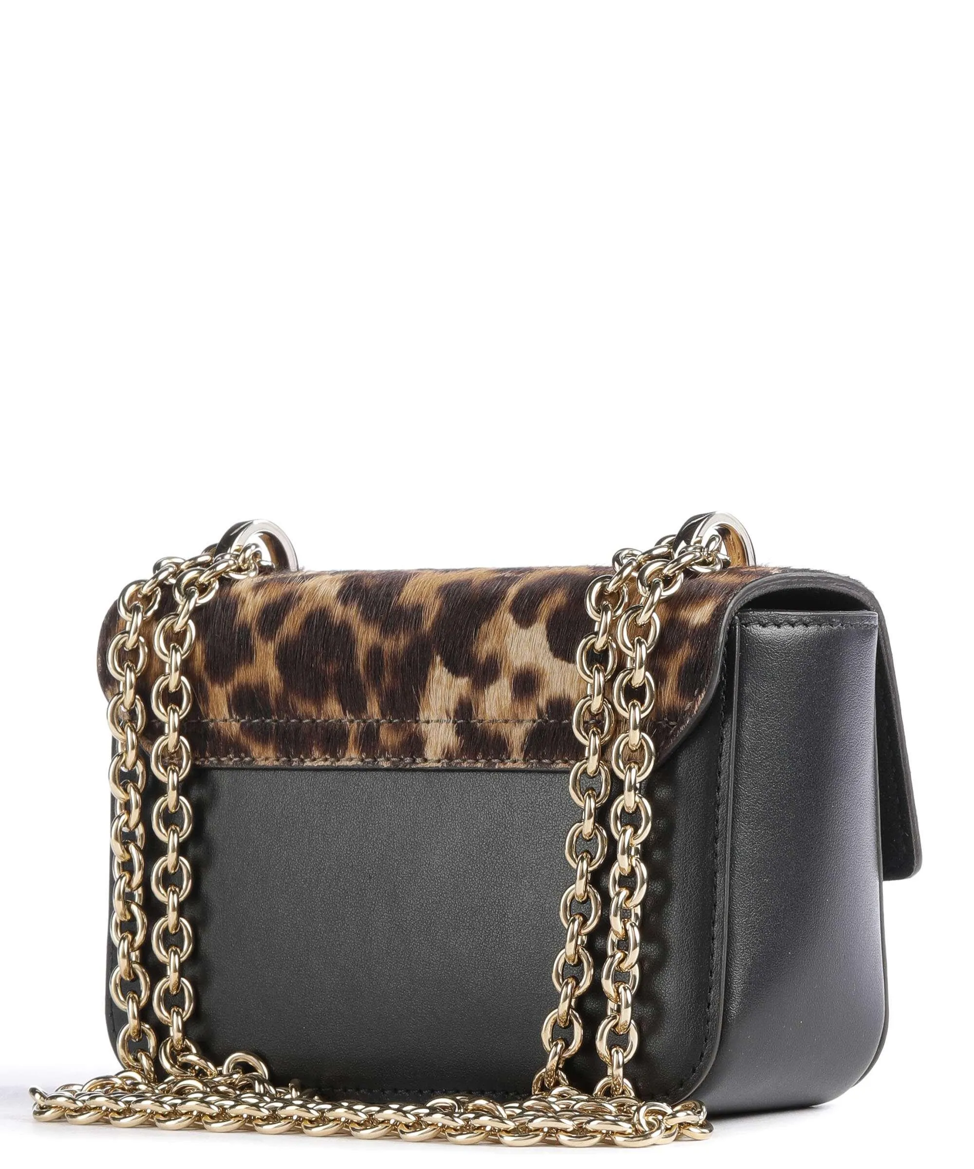  Furla Metropolis Mini Borsa a spalla pelle a grana fine, pelliccia nero  