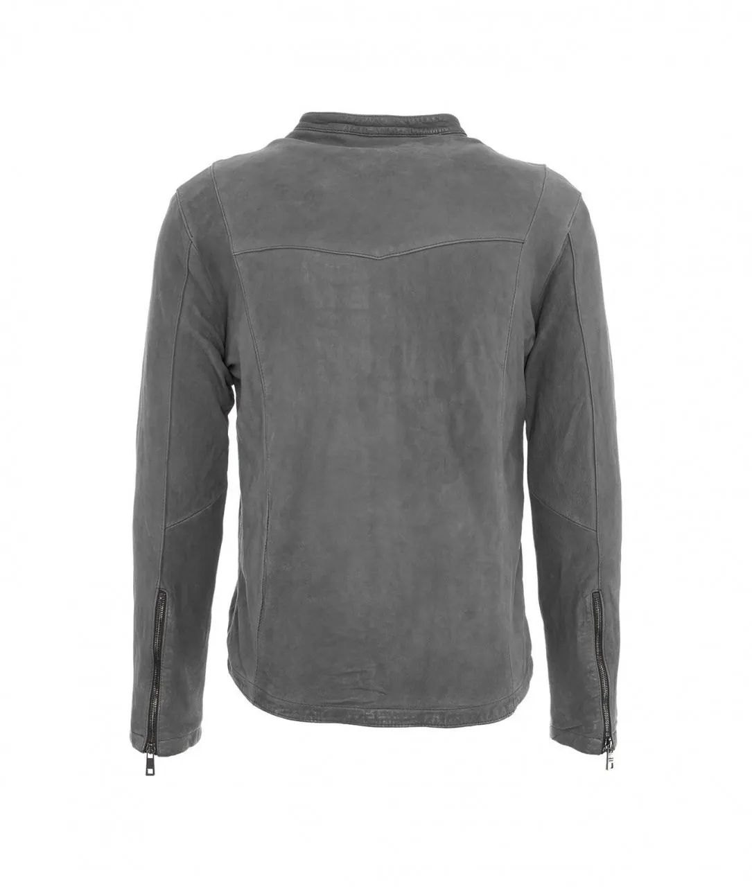 Giacca biker in pelle grigio grigio