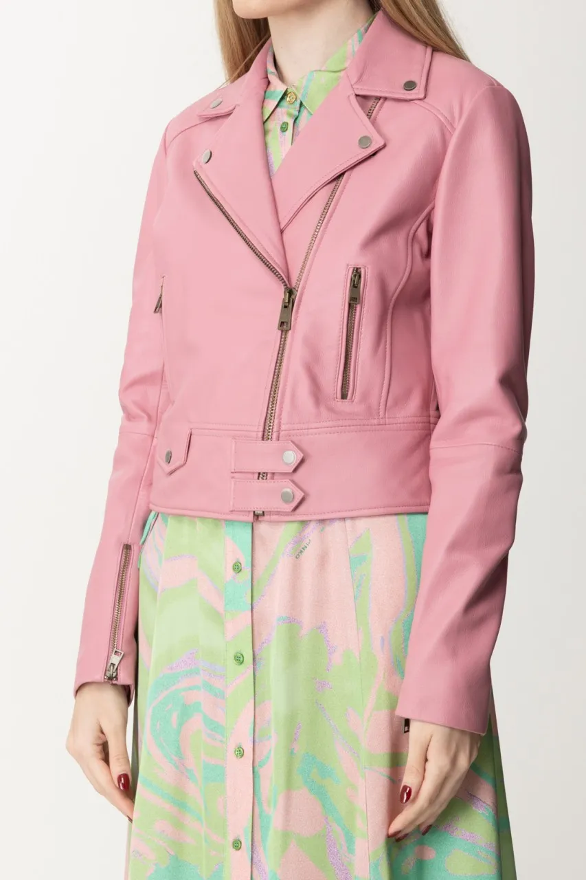 Giacca corta biker con alamari ROSA ANTICO