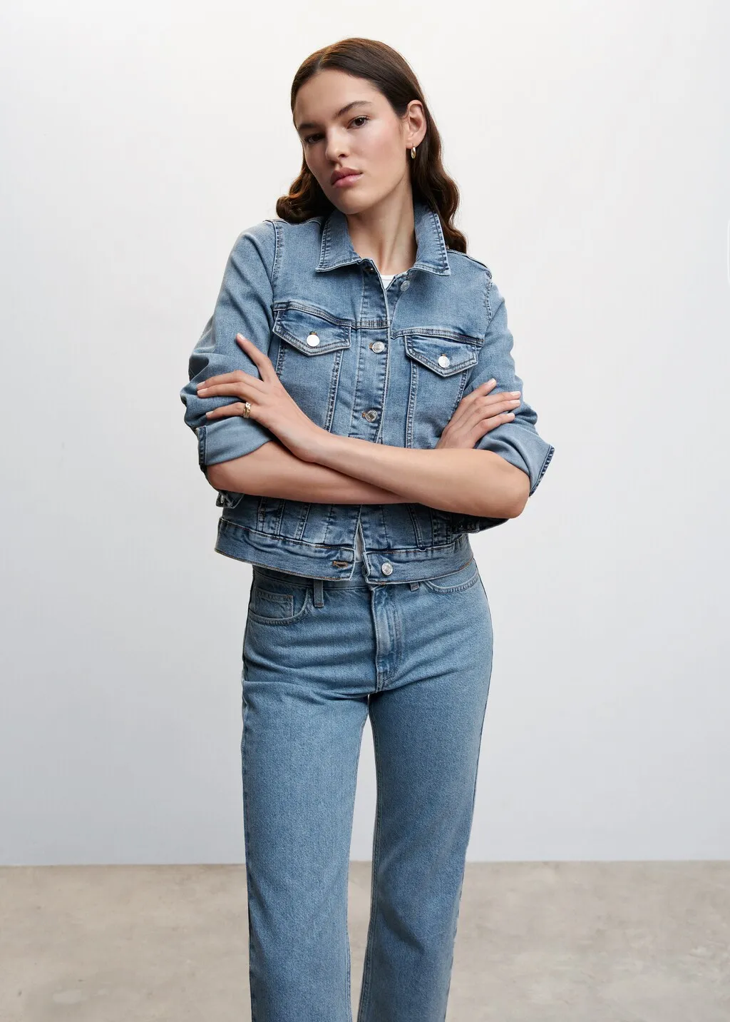 Giubbotto denim tasche
