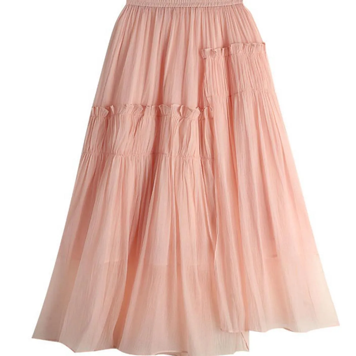 Gonna arricciata dal design elegante irregolare da donna Moda elastica a vita alta Gonne a pieghe a pieghe rosa 2023 Estate K266