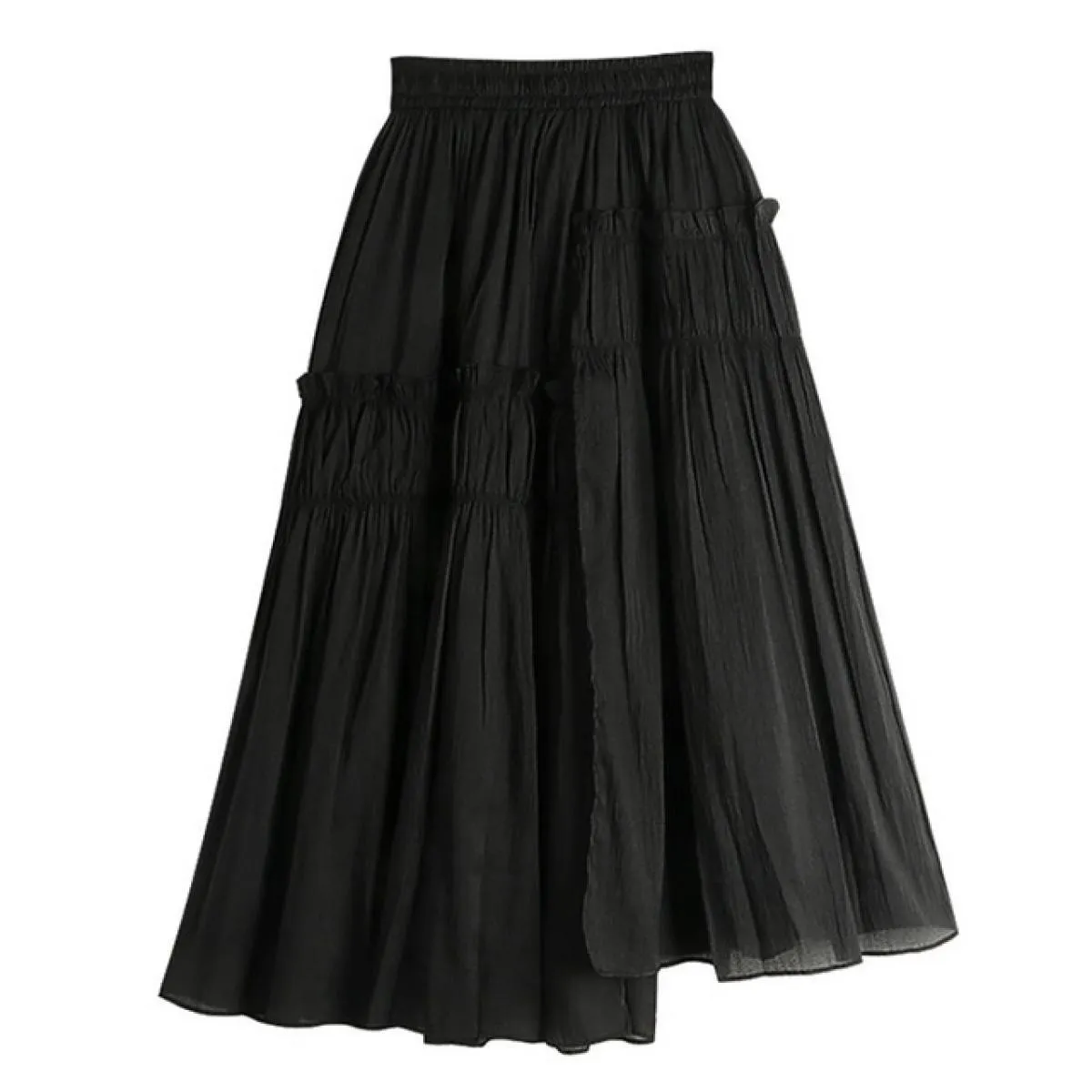 Gonna arricciata dal design elegante irregolare da donna Moda elastica a vita alta Gonne a pieghe a pieghe rosa 2023 Estate K266