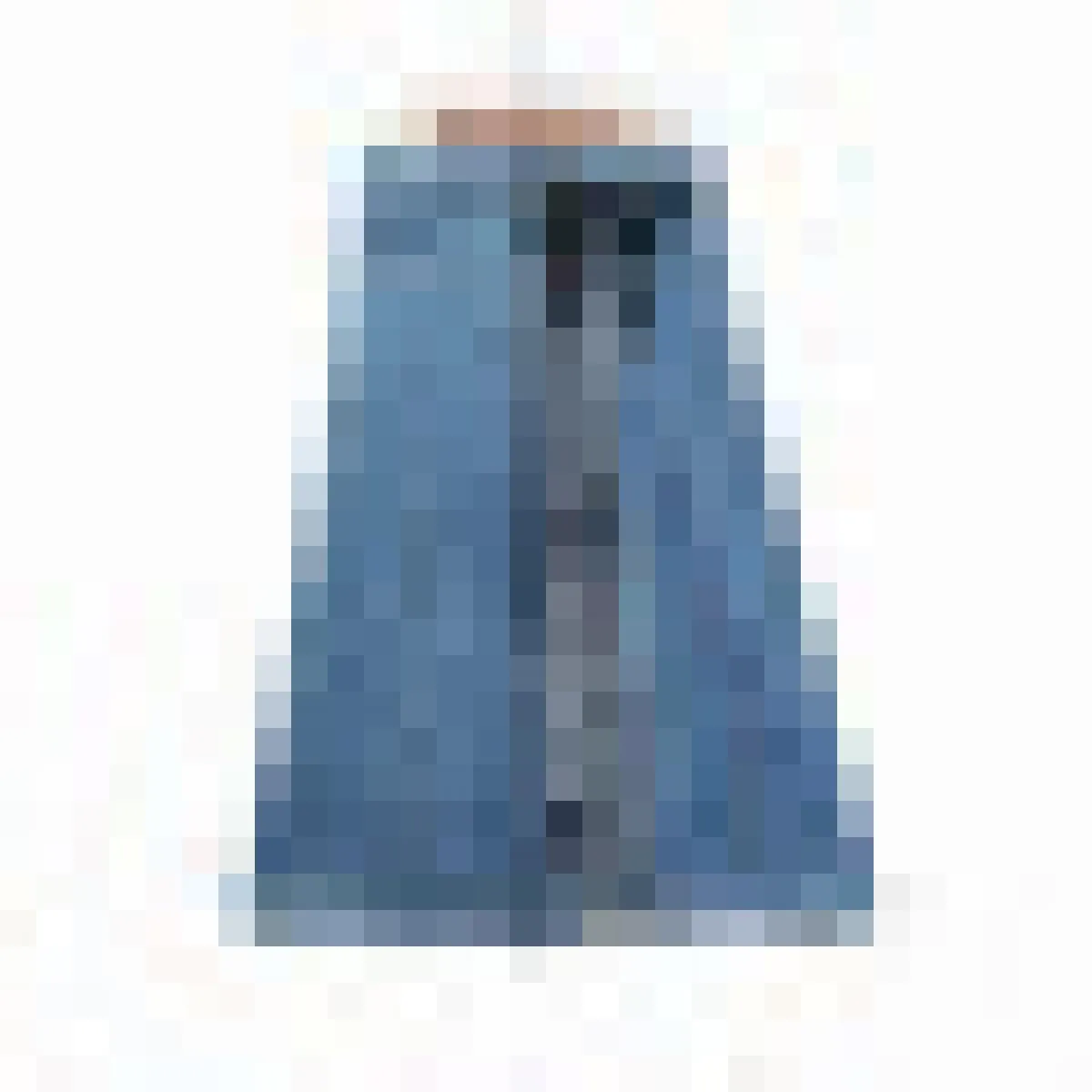 Gonna di jeans a vita alta con lacci patchwork a pieghe Qing Mo 2023 Primavera Autunno Nuovo gonna ampia sottile con orlo aperto
