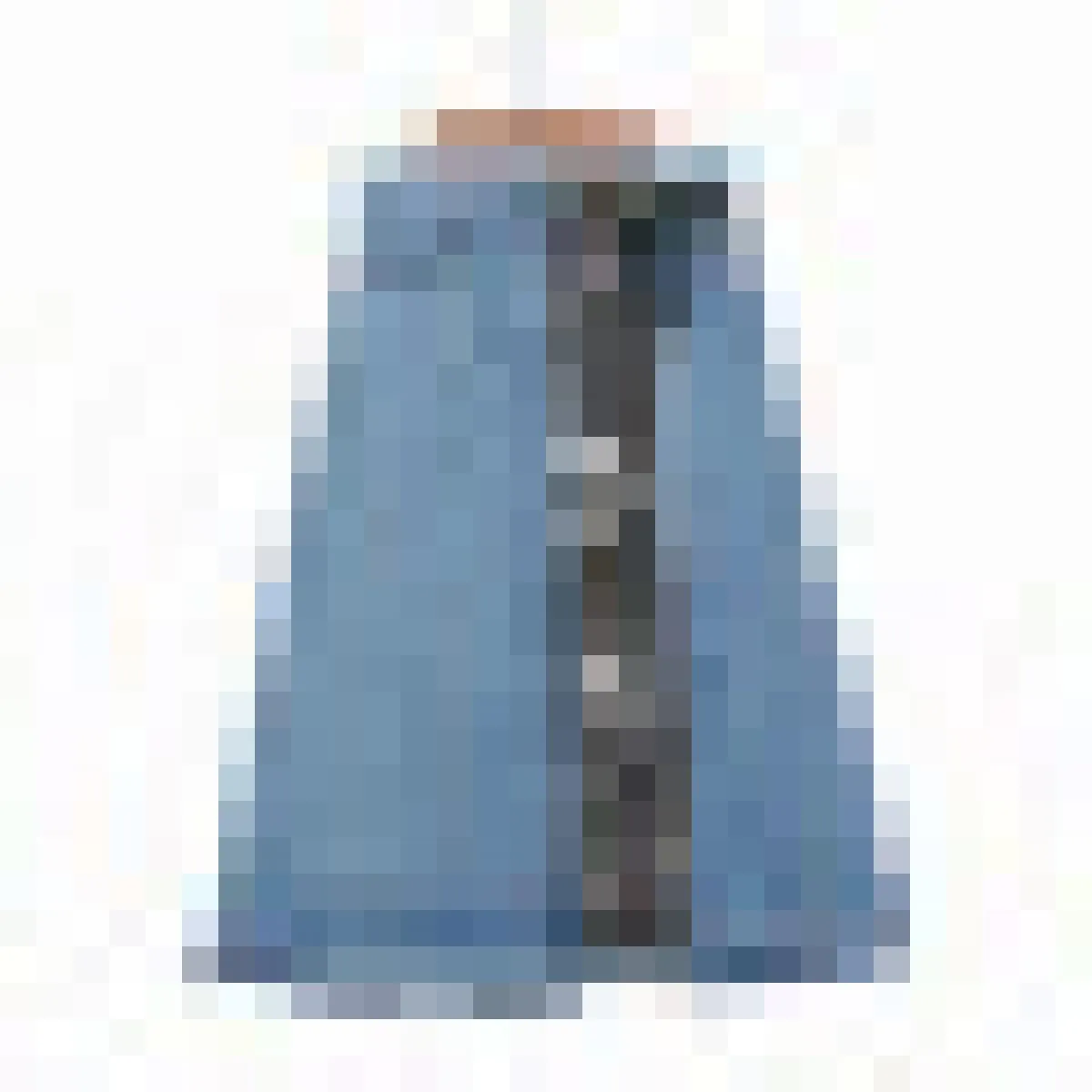Gonna di jeans a vita alta con lacci patchwork a pieghe Qing Mo 2023 Primavera Autunno Nuovo gonna ampia sottile con orlo aperto
