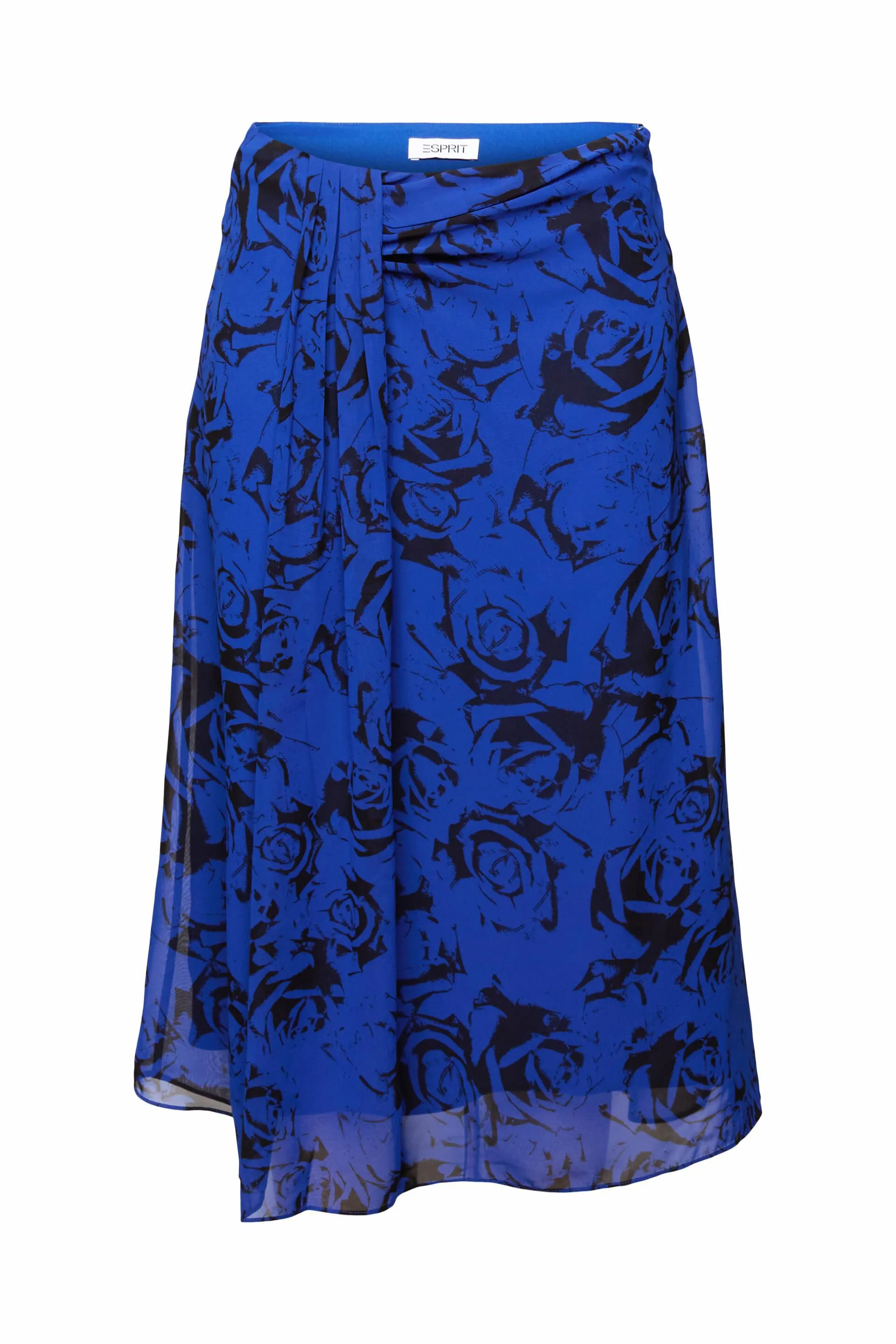 Gonna in chiffon con stampa e arricciatura