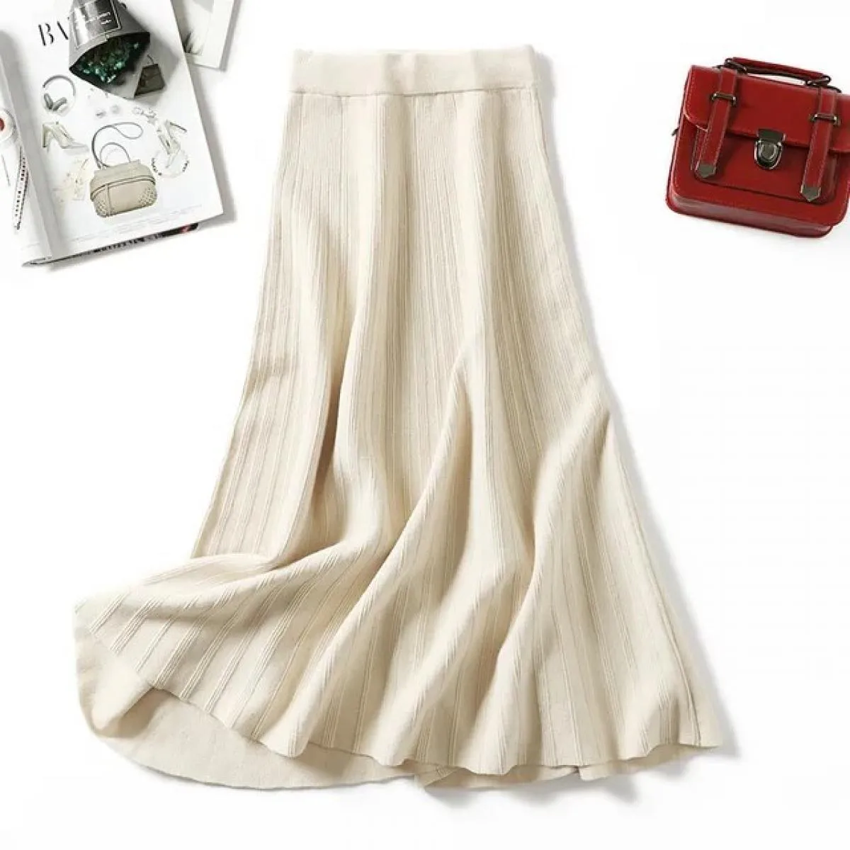 Gonna lavorata a maglia autunno inverno donna 2022 nuova gonna a pieghe calda casual femminile gonne longuette spesse eleganti g