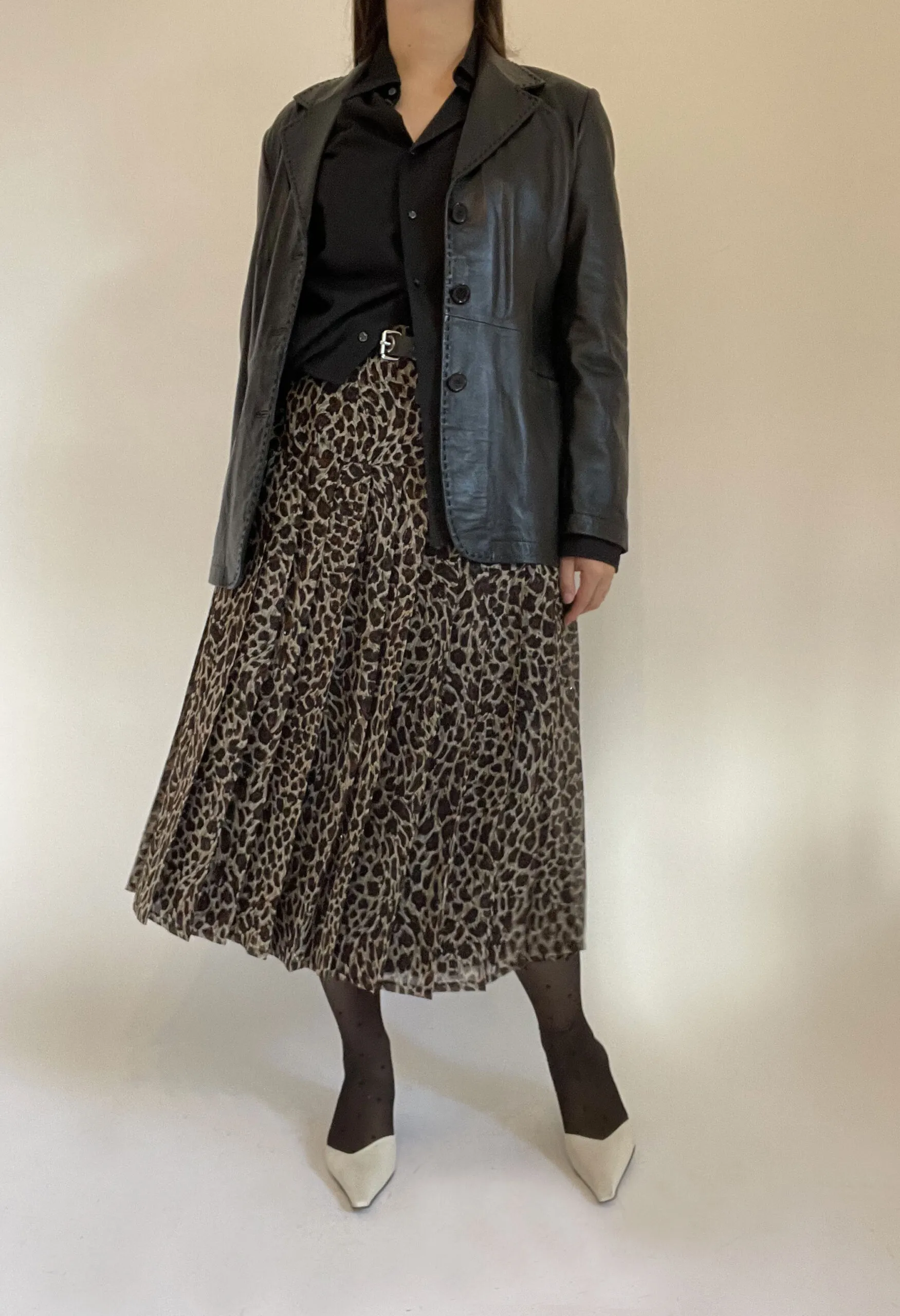 Gonna leopardata a pieghe vintage anni ’80
