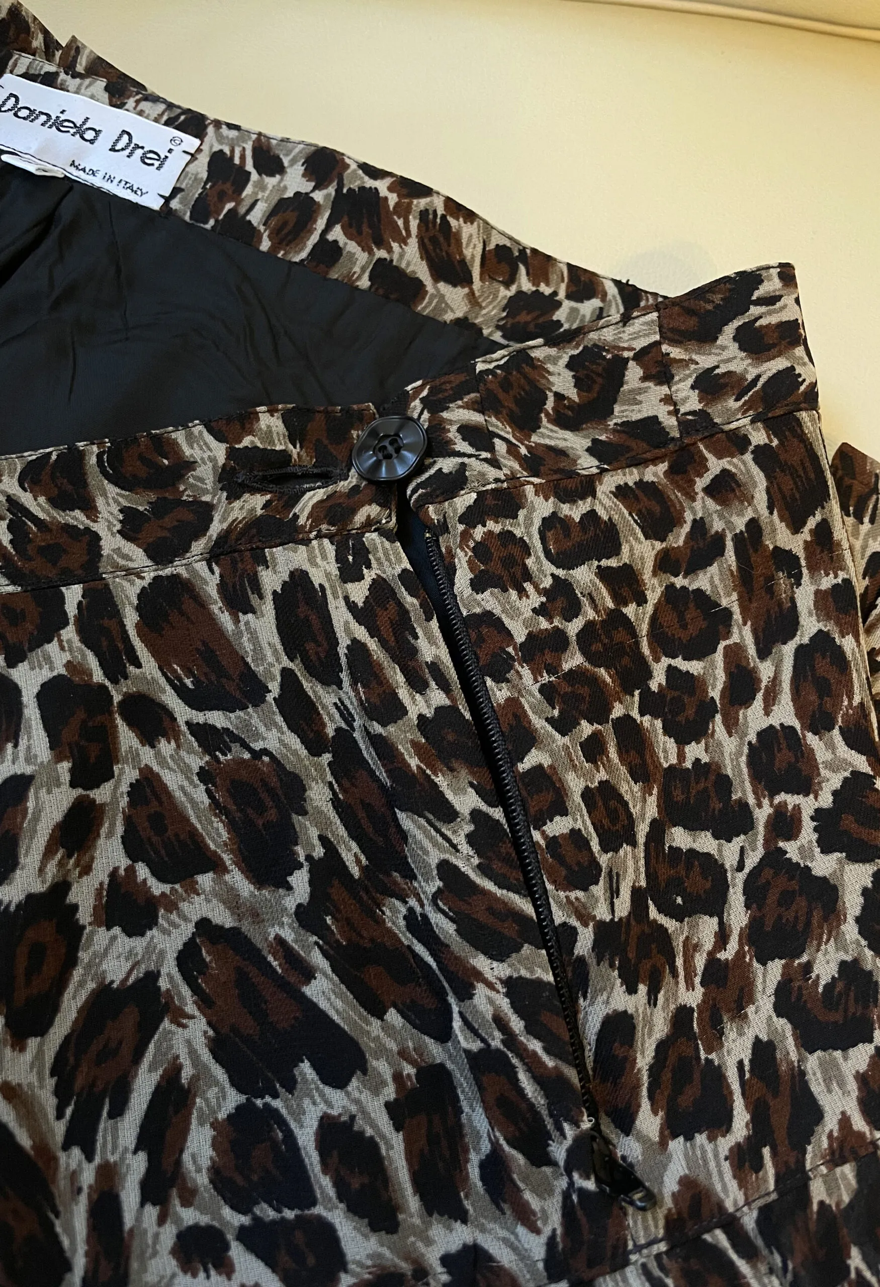 Gonna leopardata a pieghe vintage anni ’80