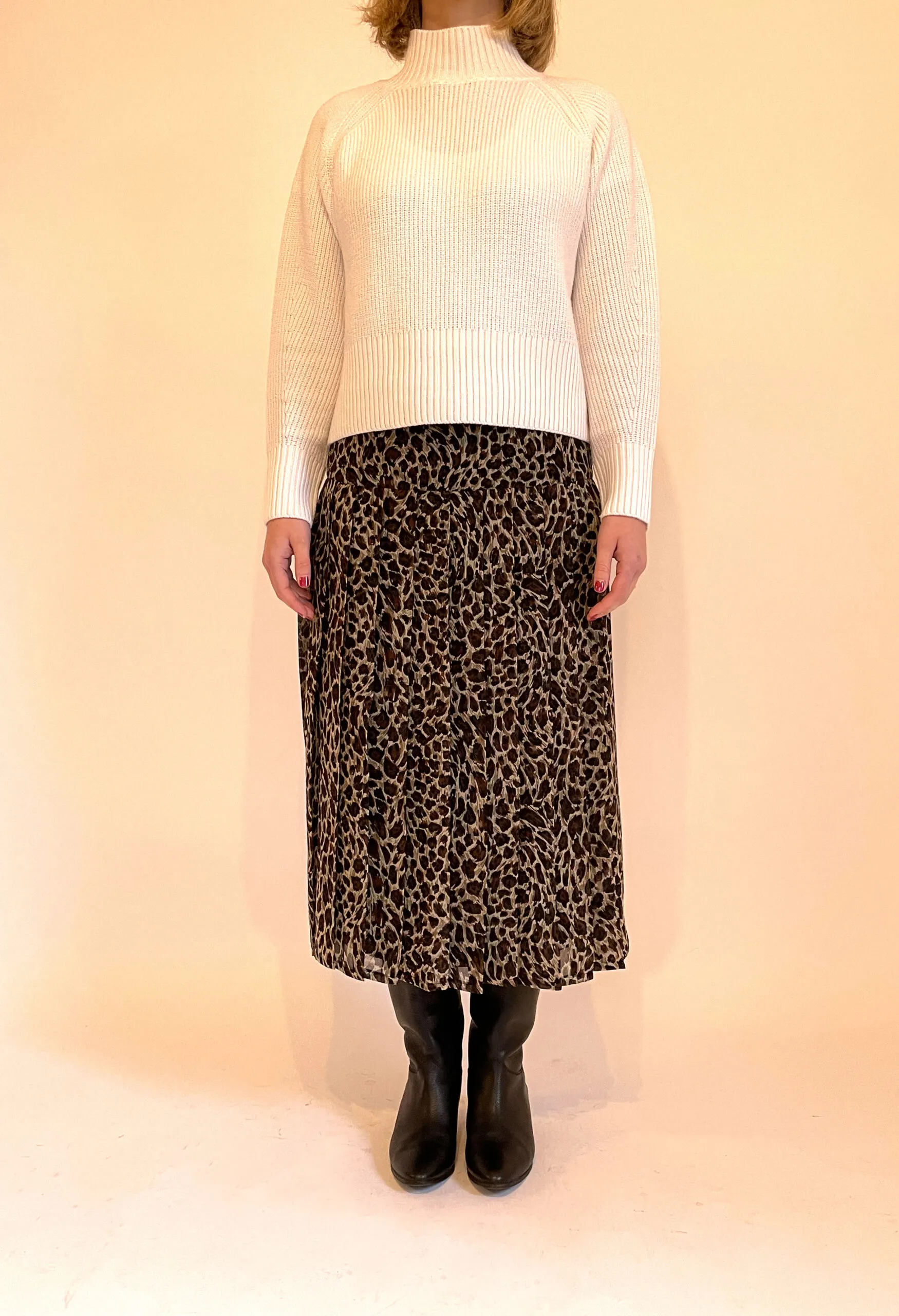 Gonna leopardata a pieghe vintage anni ’80