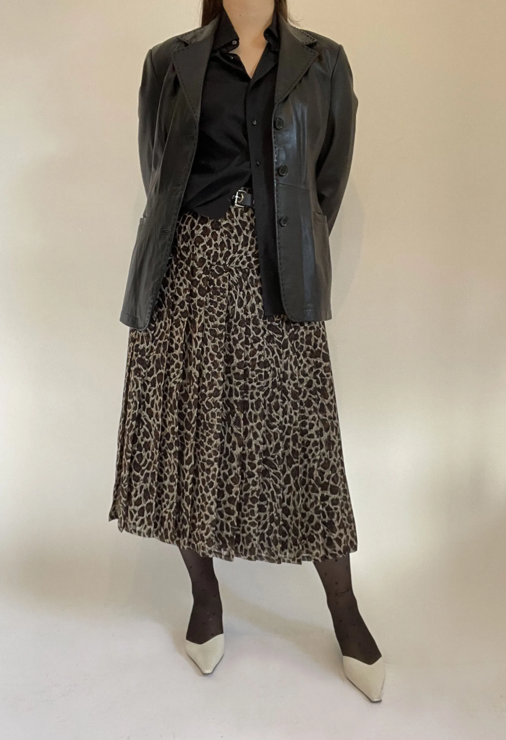 Gonna leopardata a pieghe vintage anni ’80