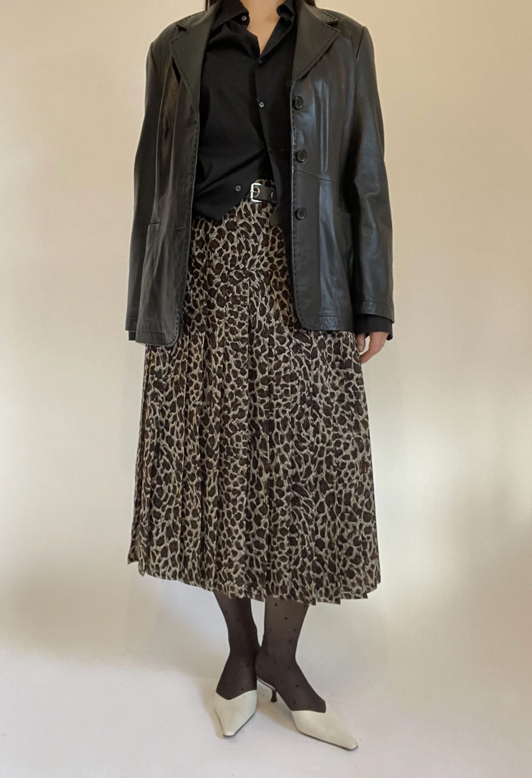Gonna leopardata a pieghe vintage anni ’80