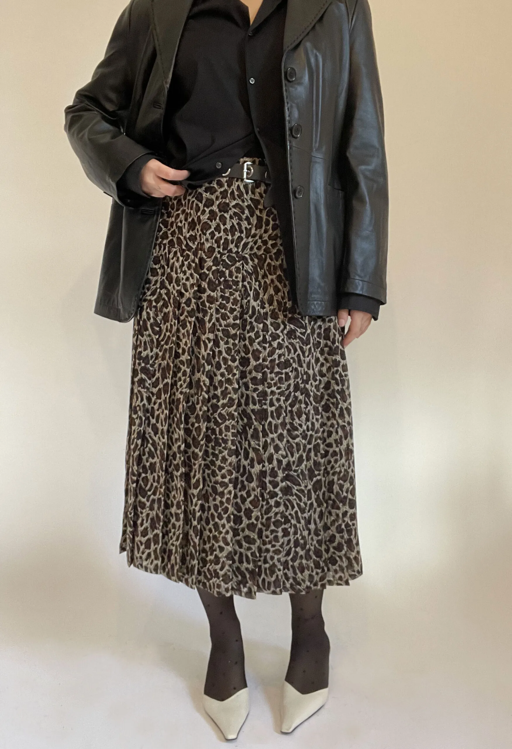 Gonna leopardata a pieghe vintage anni ’80