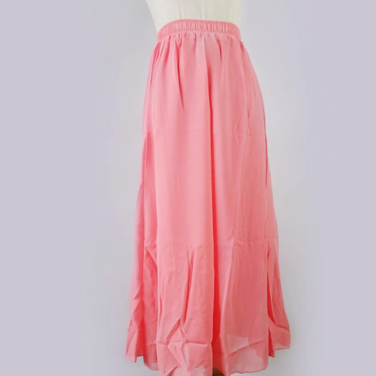 Gonna lunga da donna in chiffon a pieghe a vita alta Gonna lunga Gonne in chiffon a pieghe da donna