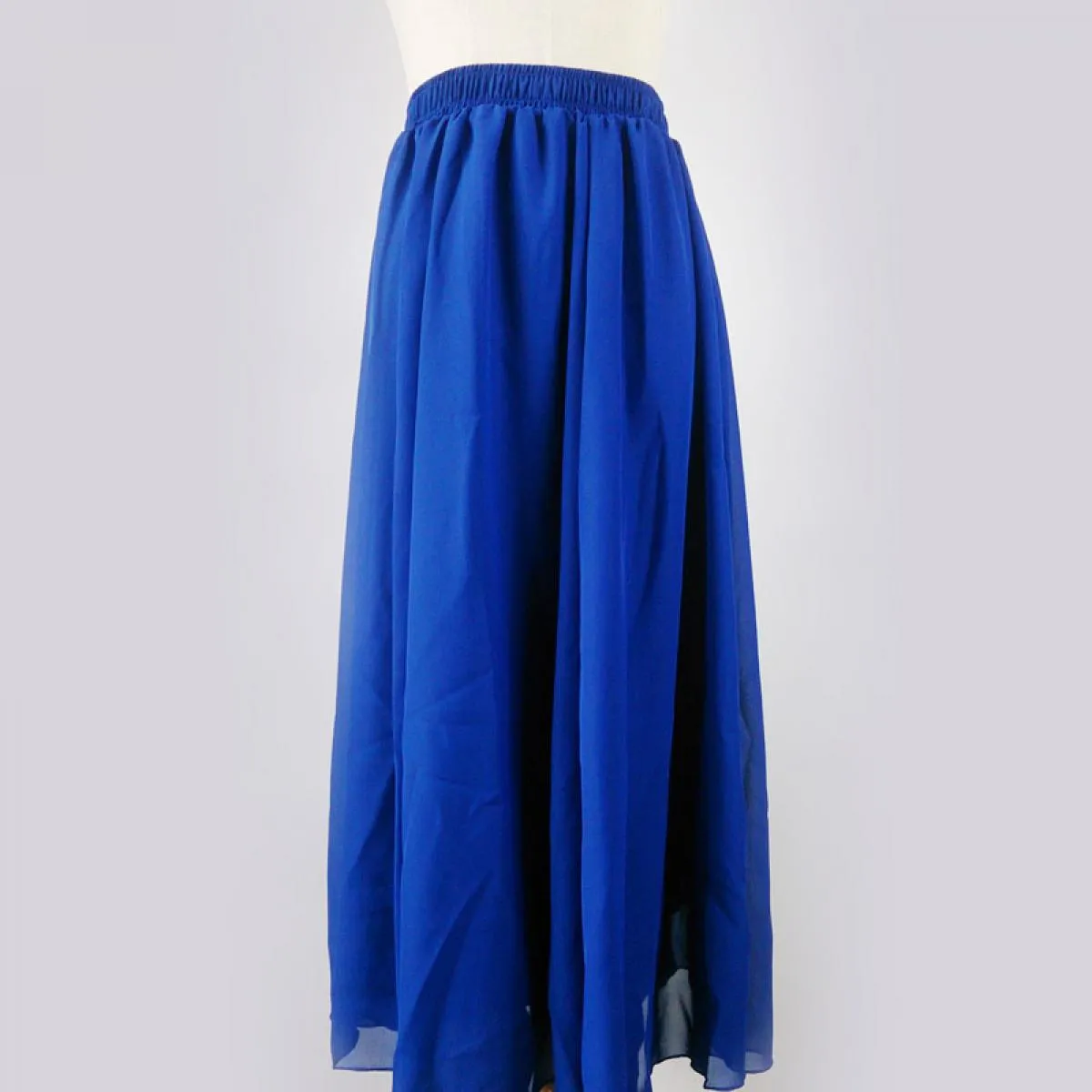 Gonna lunga da donna in chiffon a pieghe a vita alta Gonna lunga Gonne in chiffon a pieghe da donna