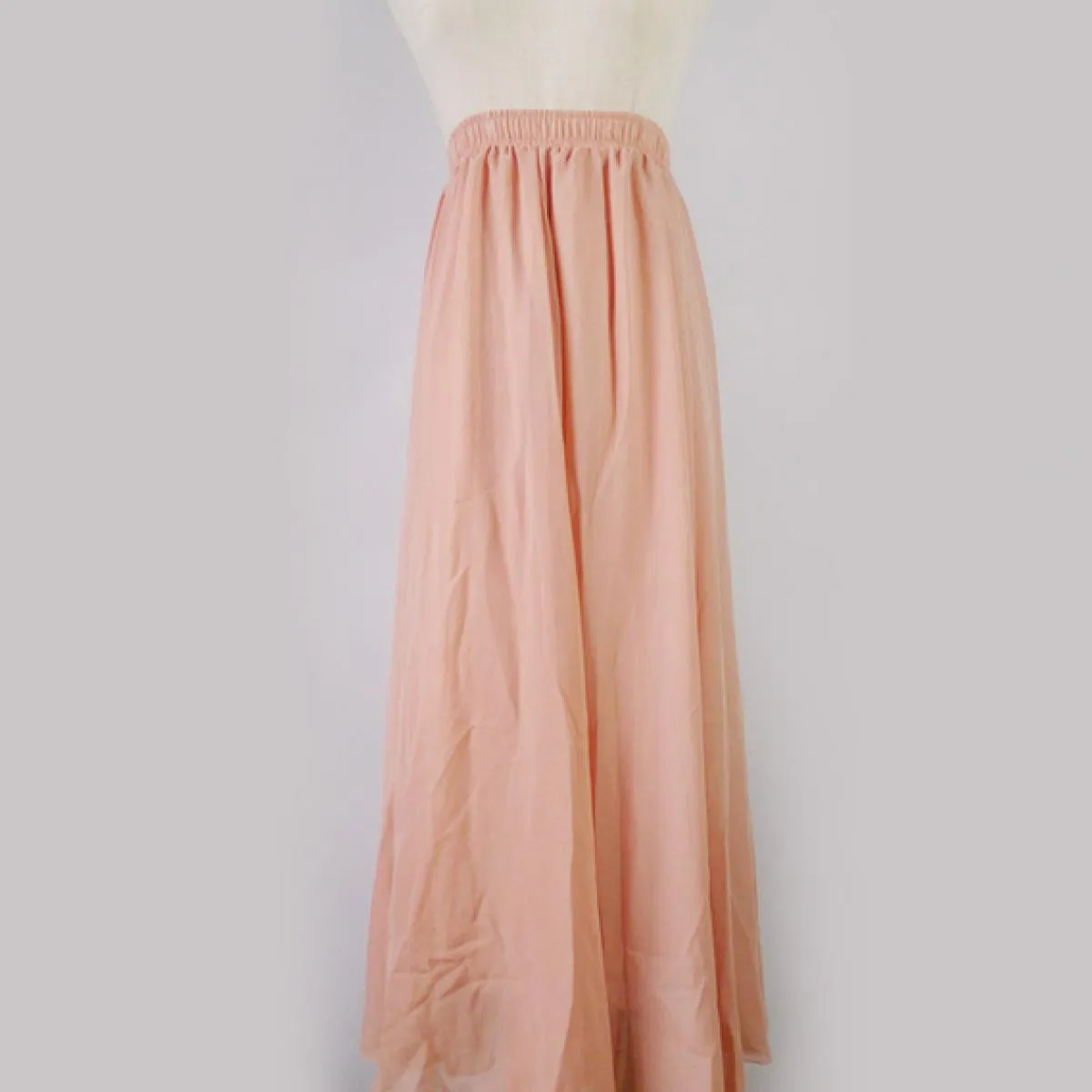 Gonna lunga da donna in chiffon a pieghe a vita alta Gonna lunga Gonne in chiffon a pieghe da donna